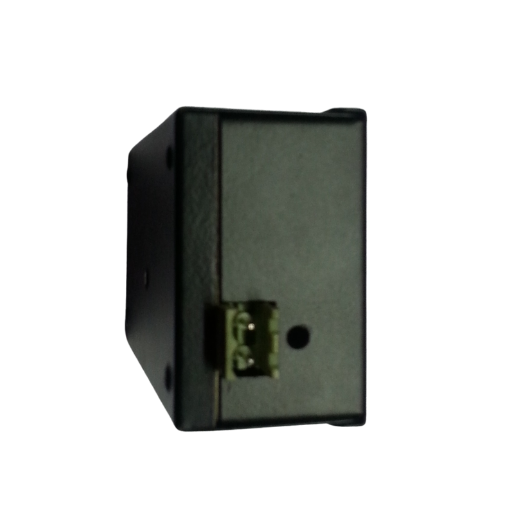 POE power over ethernet metal enclosure side view with terminal connector and cable hole