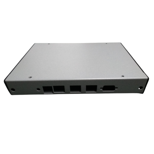 Metal wifi router enclosure with multiple LAN ports and mounting holes