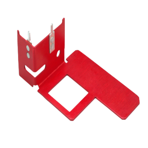 Red anodized aluminium heatsink bracket with mounting holes