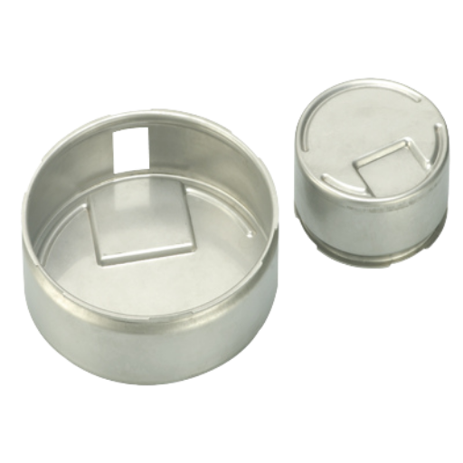 SS304 stainless steel round cover with square cutout shown in open and closed position