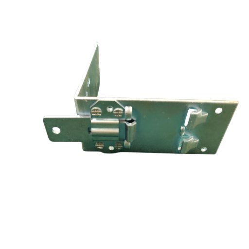 Metal DIN rail channel bracket for small power supply with mounting holes and clip mechanism